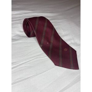 Gucci Vintage Men's Burgundy Logo Pattern Designer Tie Made in Italy Striped